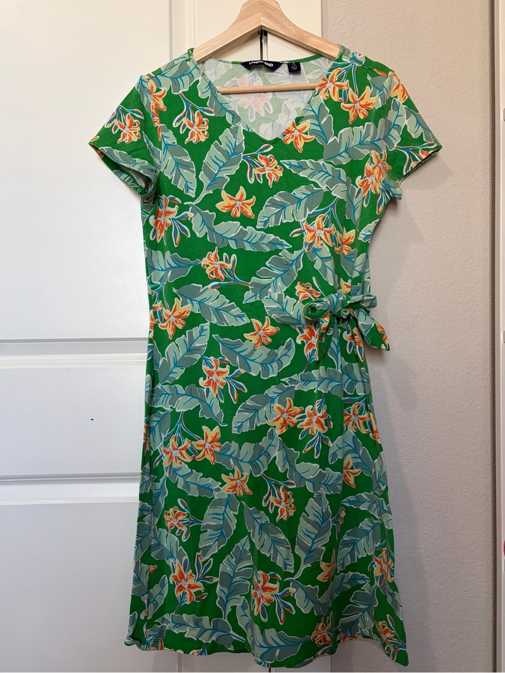Lands' End Women’s Tropical Floral Side-Tie Dress